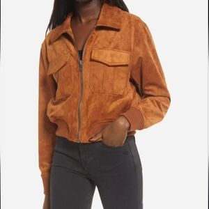 NWT BlankNYC Faux Suede Aviator Bomber Jacket In Take Flight
